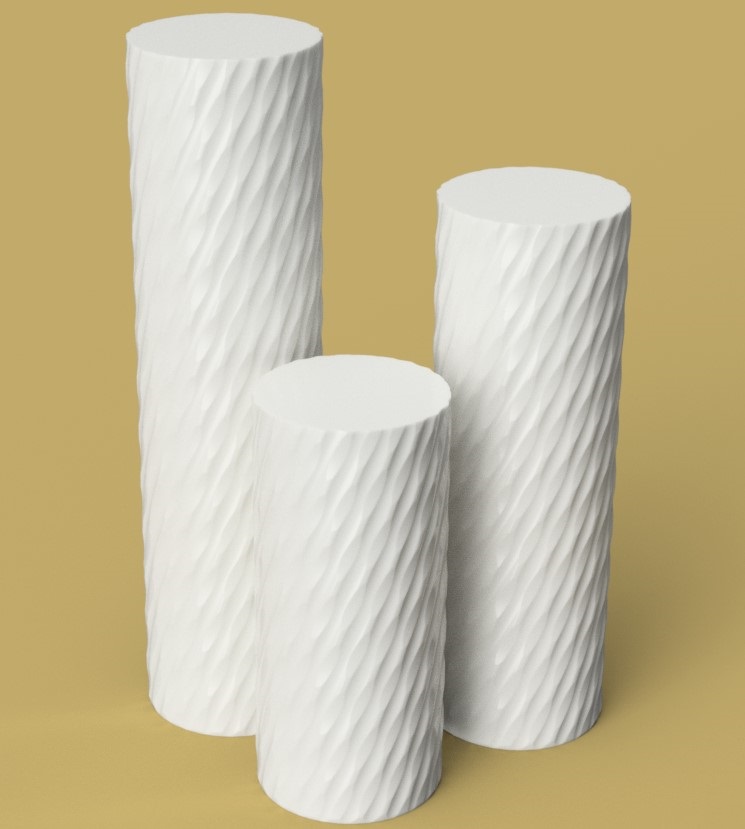 Miniatura 6 do modelo 3D Set of Vases with wavy pattern