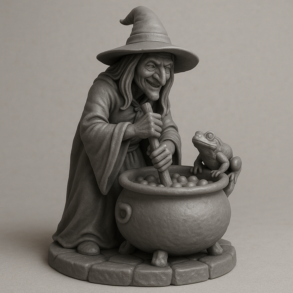 Cauldron Witch with Frog