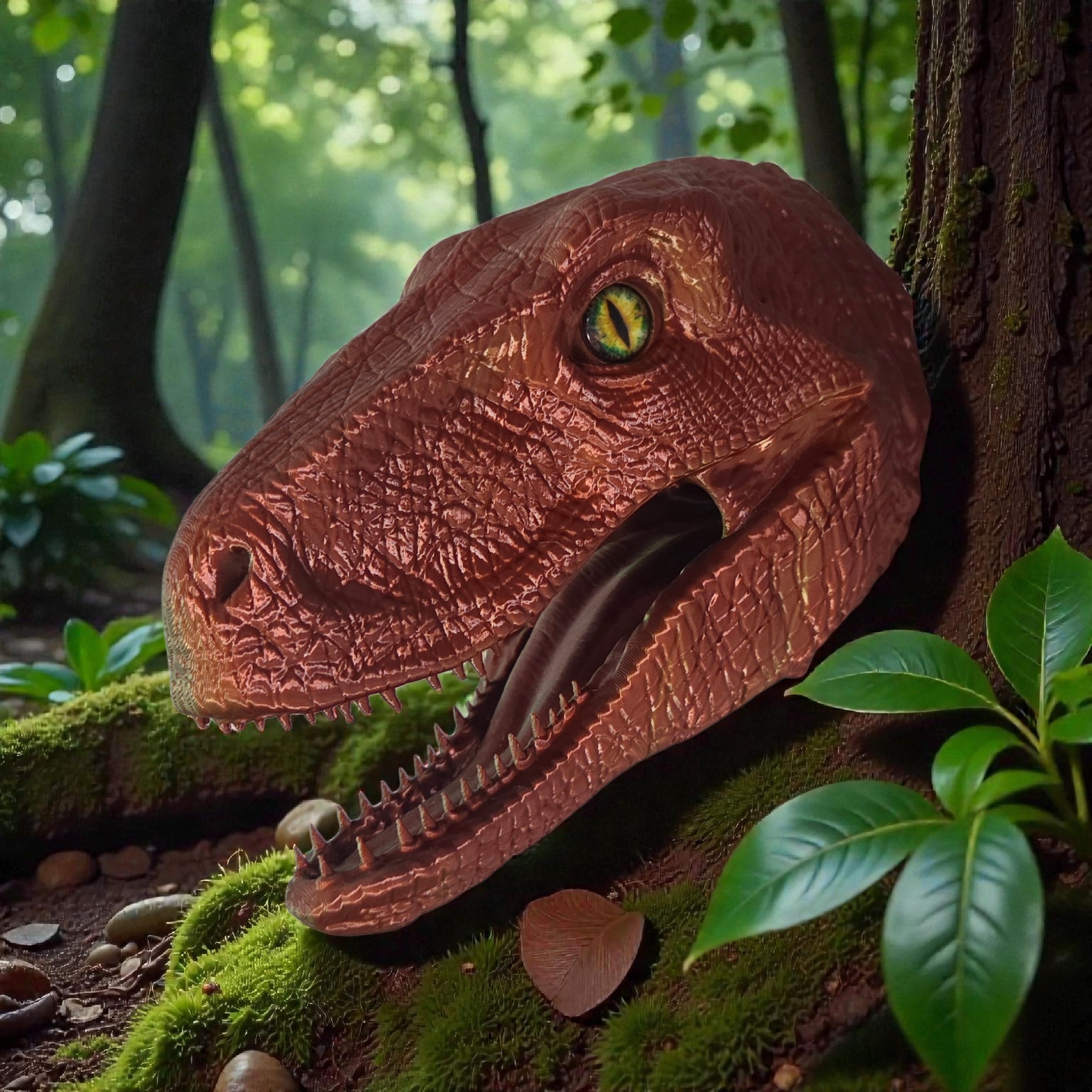 Velociraptor Dinosaur Head - 10mm + 12mm glass eye compatible