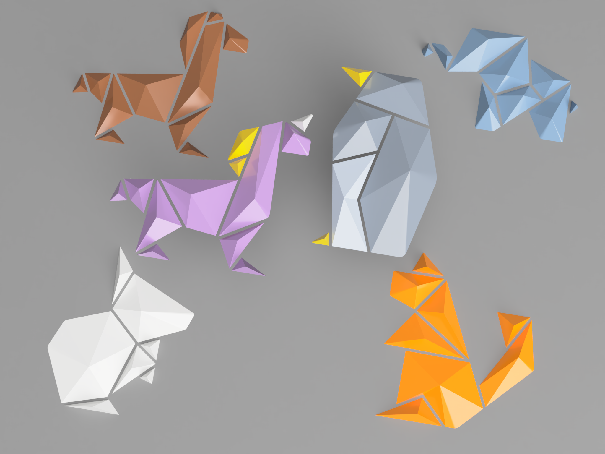 Origami Animals Wall Art by Jakub Lattenberg | Download free STL model ...