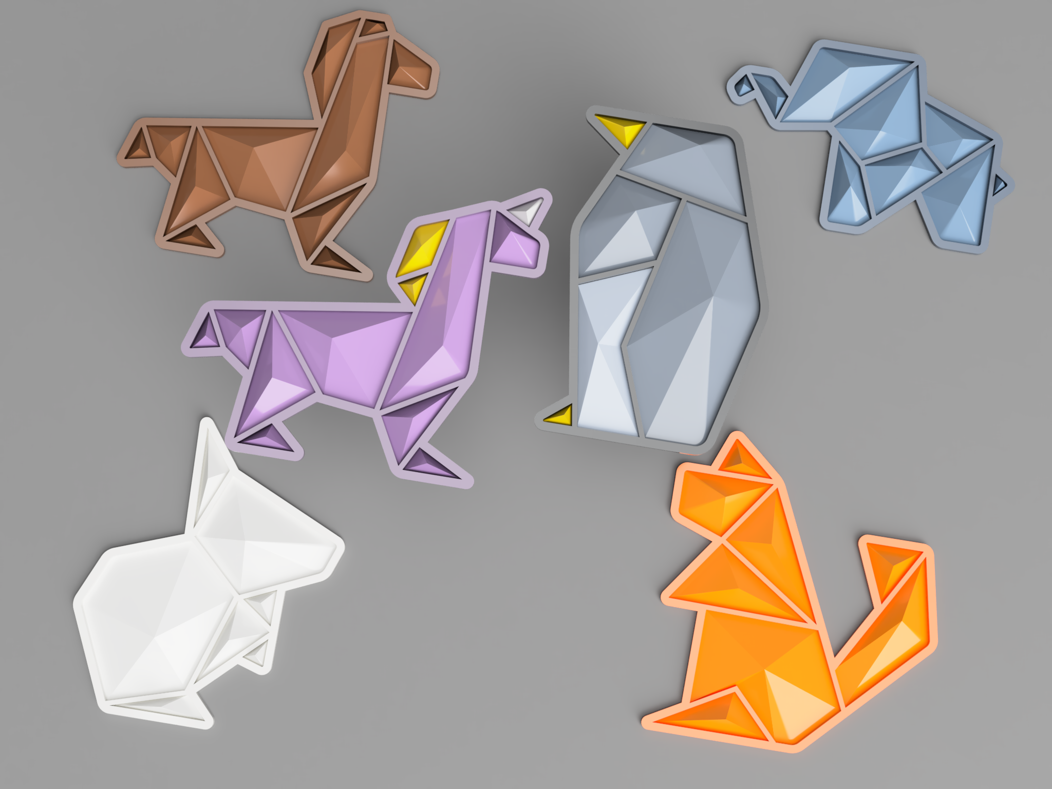 Origami Animals Wall Art by Jakub Lattenberg | Download free STL model ...