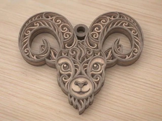 Ornate Ram Head keychain