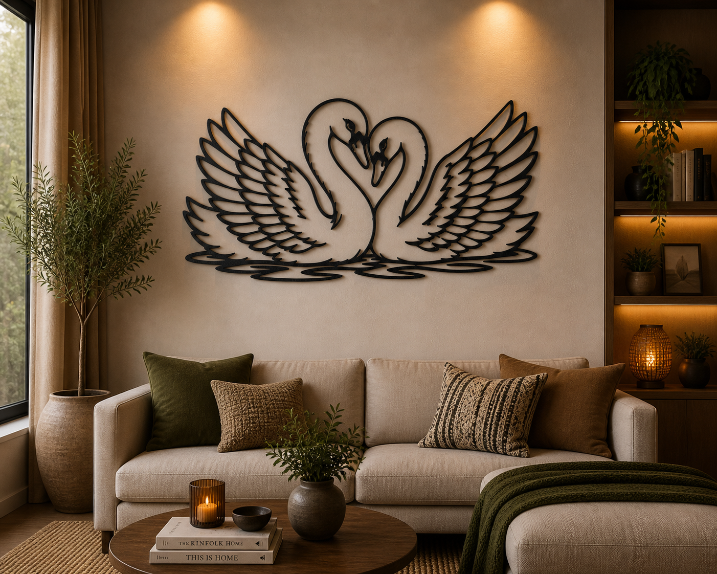 Romantic Swan Couple 2D Wall Art