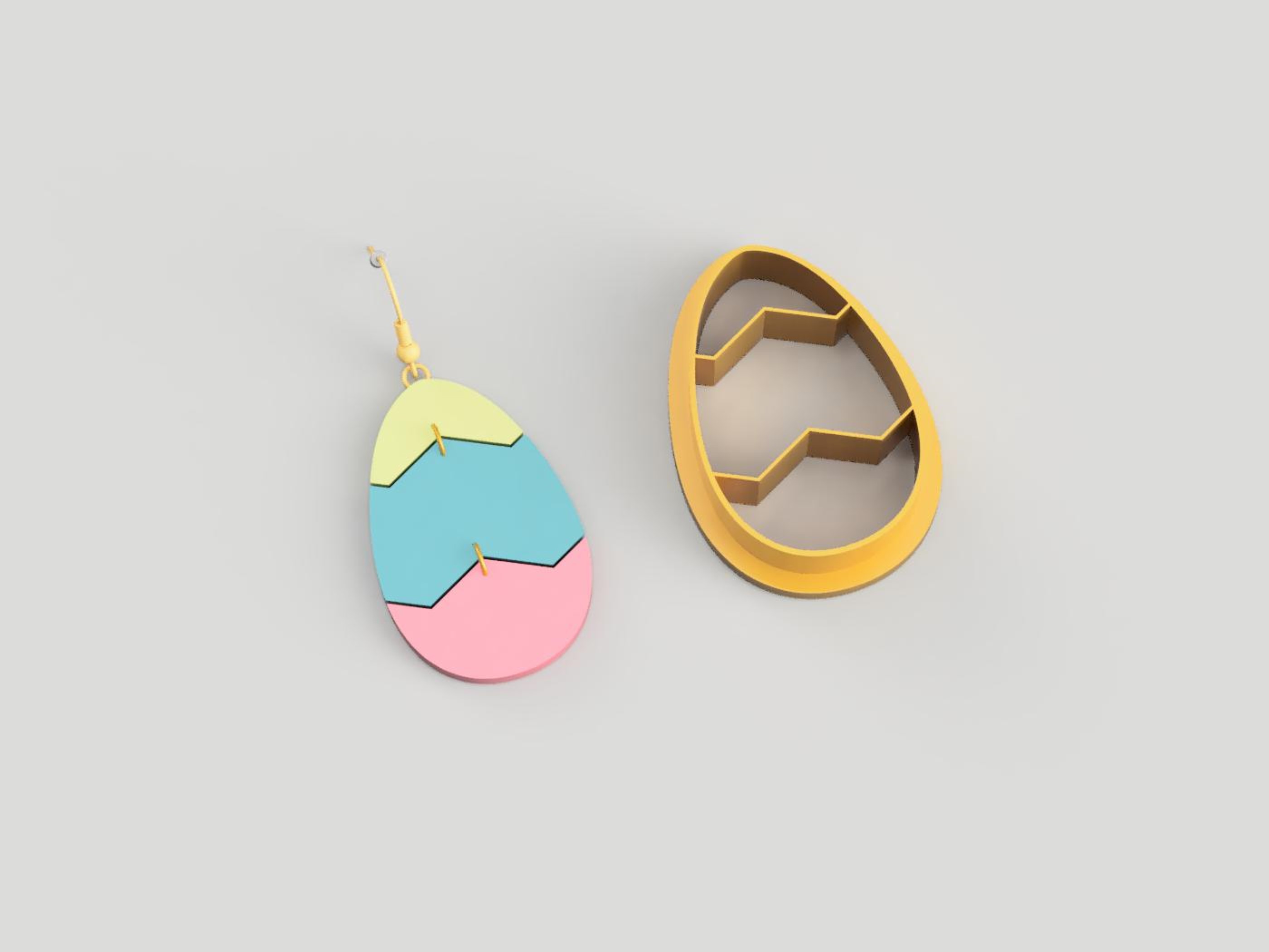 Tri Color Easter Egg Polymer Earring Cutter