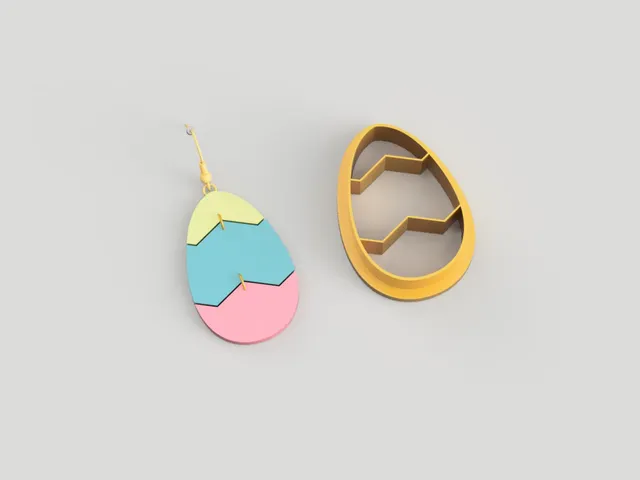 Tri Color Easter Egg Polymer Earring Cutter