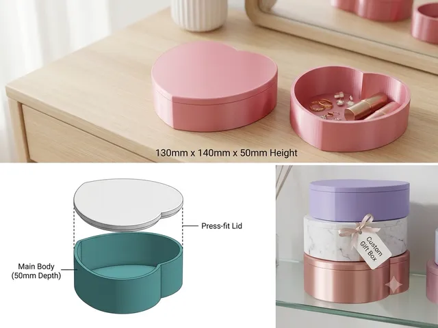 Heart-Shaped Beauty & Jewelry Box with Flush-Fit Lid (2-Piece Storage Organizer)