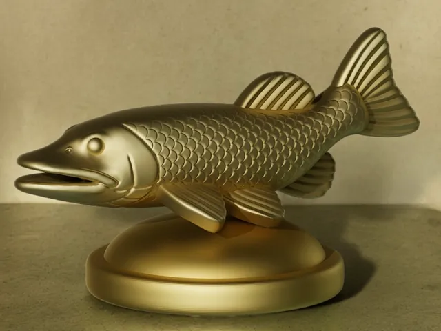 Cartoon Northern Pike Statue with Base – Design 1