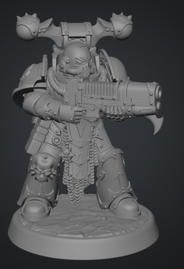 Evil warrior with large gun