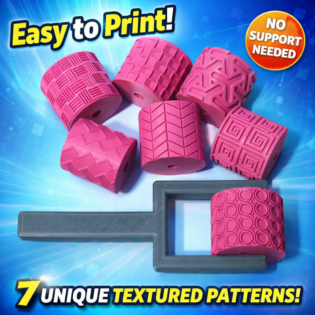 7 Unique Texture Rollers – Easy to Print | No Supports | Perfect Clay Patterns