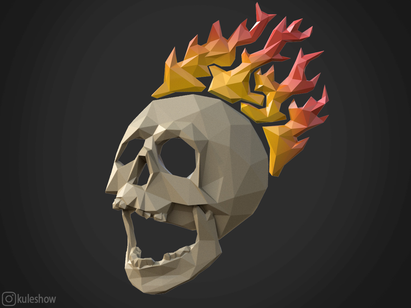 Miniatura 3 do modelo 3D Low Poly Skull