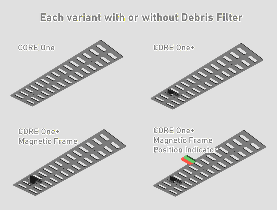 CORE One+ ventilation grille, optional with parametric Debris Filter