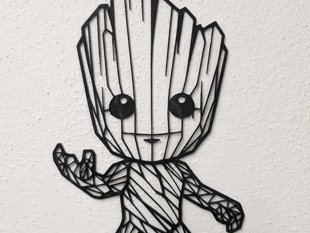 baby groot low poly wall art