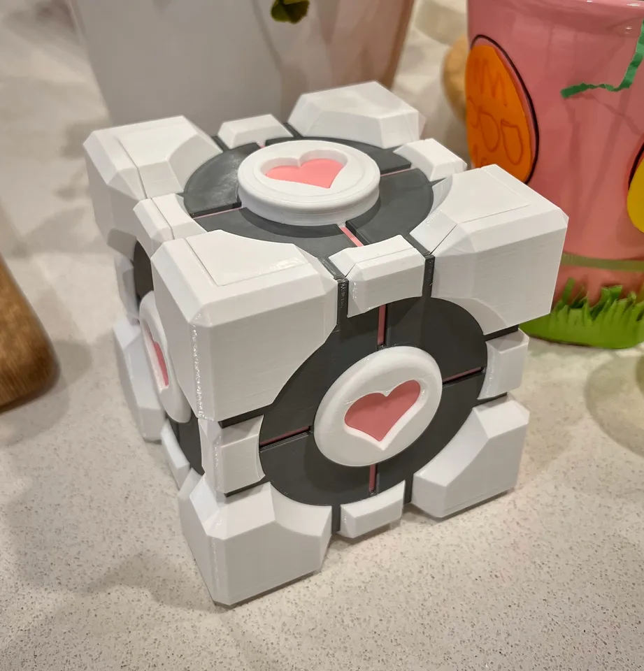 Portal Companion Cube container & lid by chylld | Download free STL ...