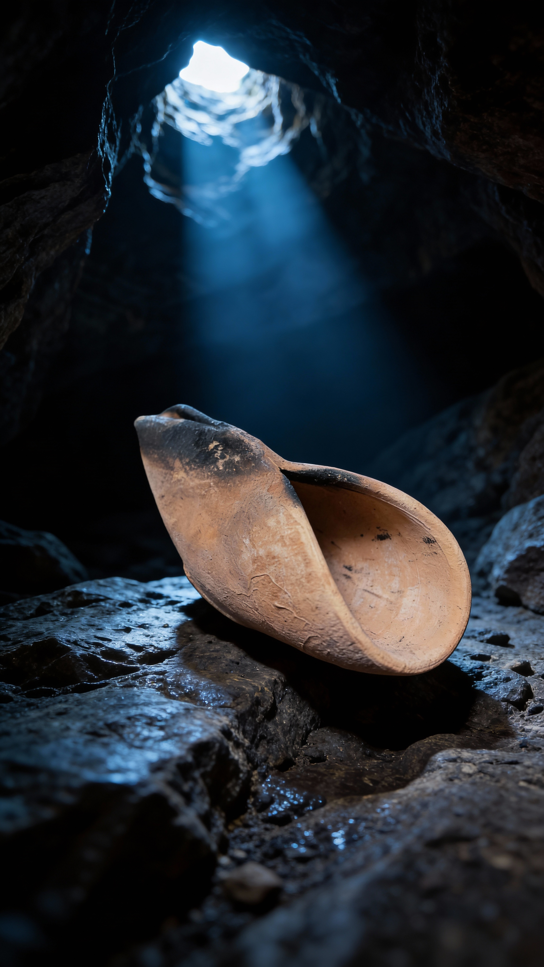 Iron Age pinched clay oil lamp