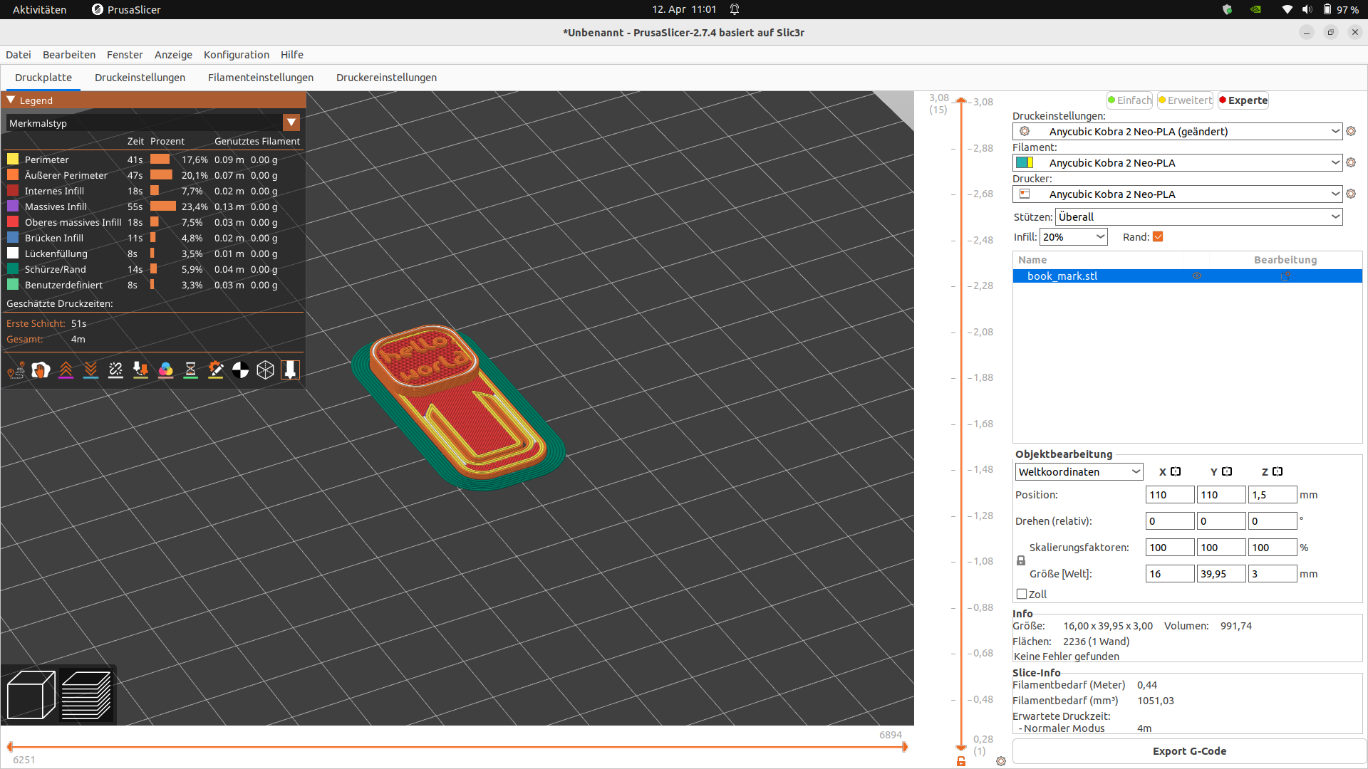 Bookmark / Lesezeichen Anpassbares / Customizable OpenSCAD- Script by ...