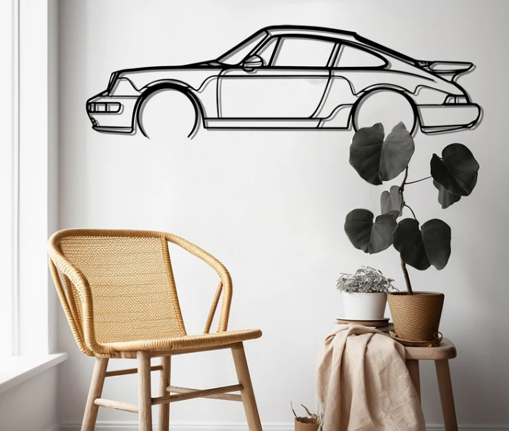 911 Turbo model 964 Detailed Silhouette Metal Wall Art by Gabouque223 ...