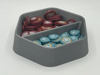 Stackable Hexagonal Token Trays for Gaming (optional divider)