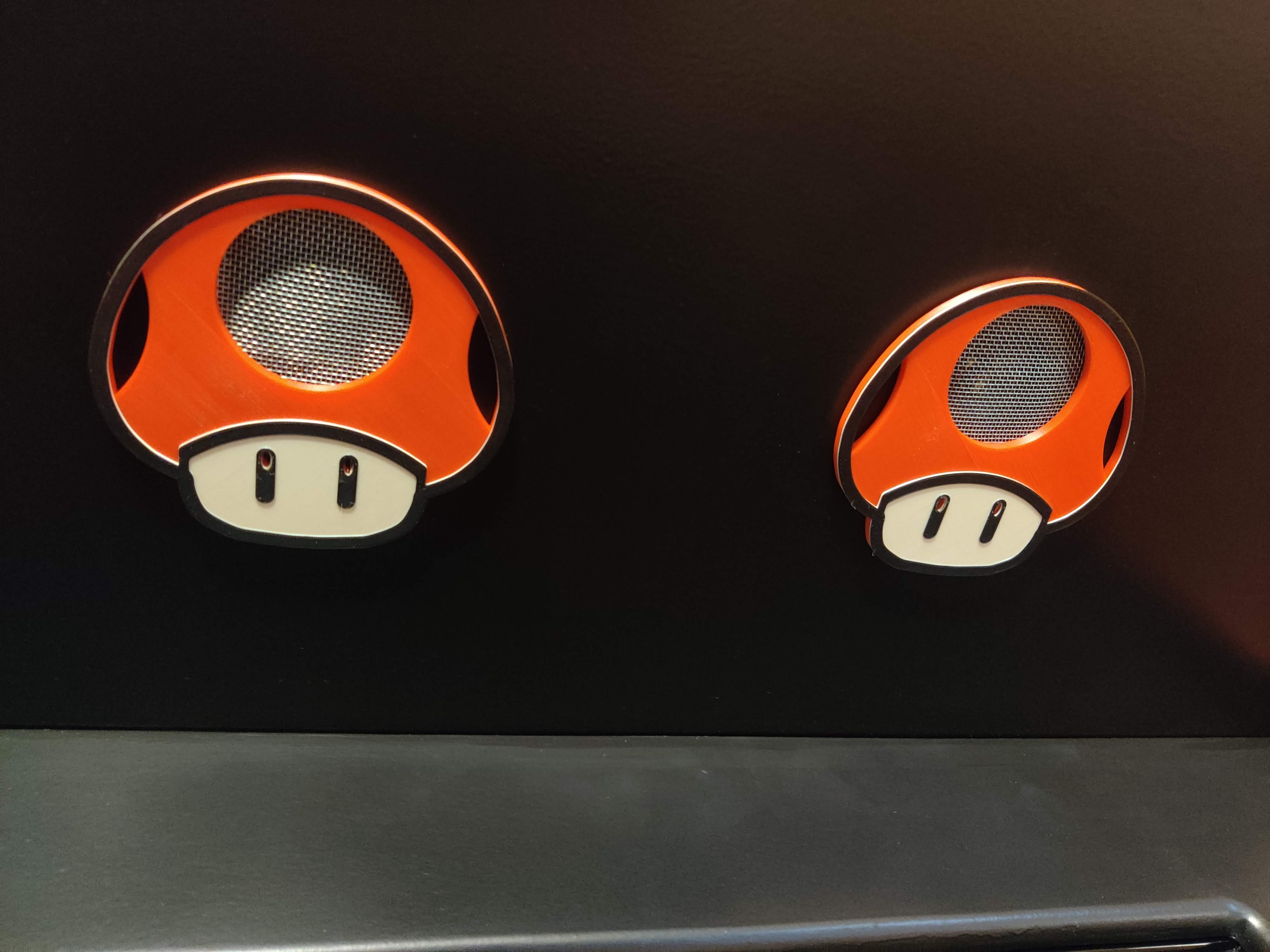 Decorative Mario super mushroom speaker grille - tri-color