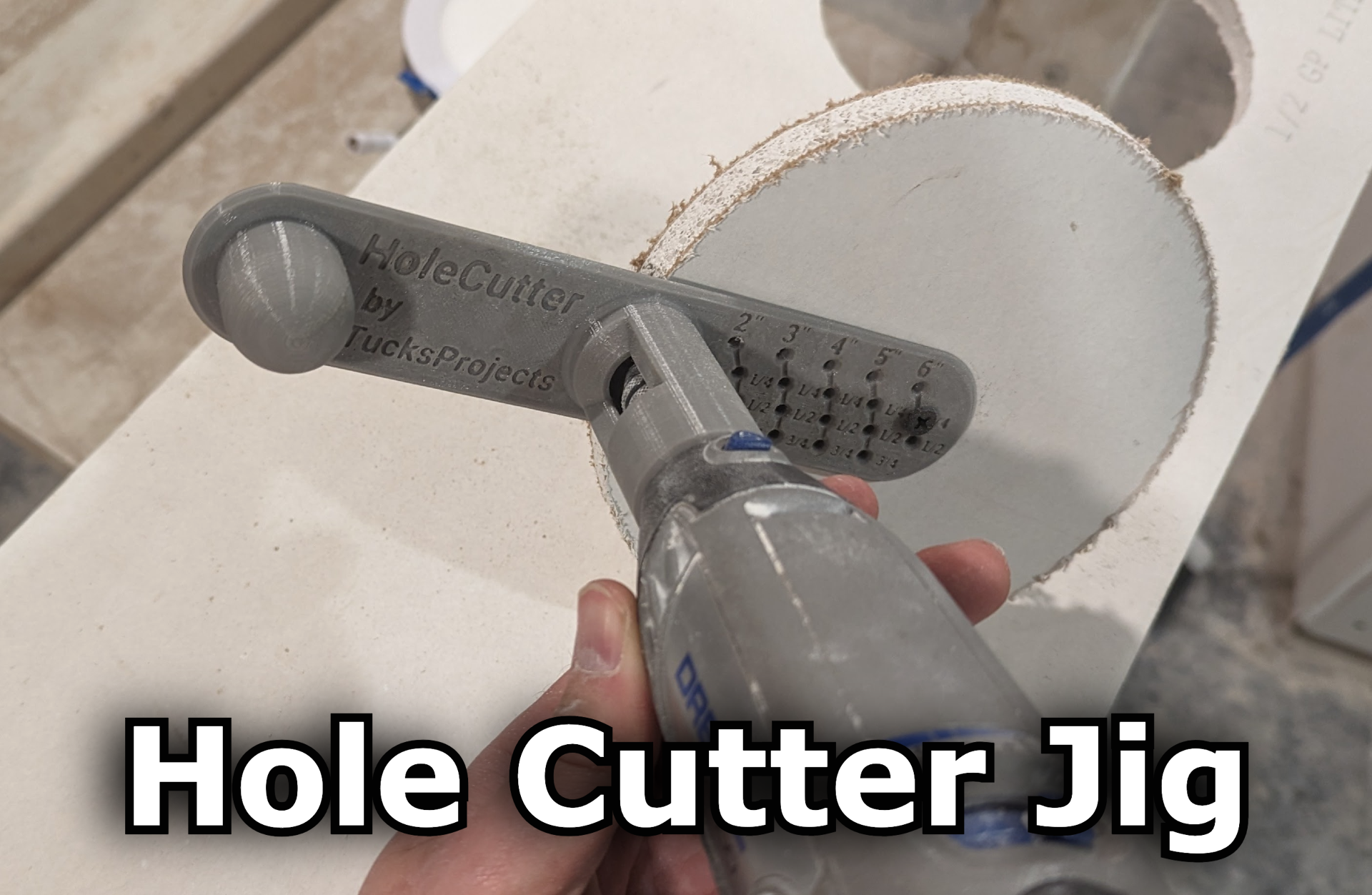 Hole Cutter (works with Dremel) 19 sizes (metric + imperial) 3D model thumbnail