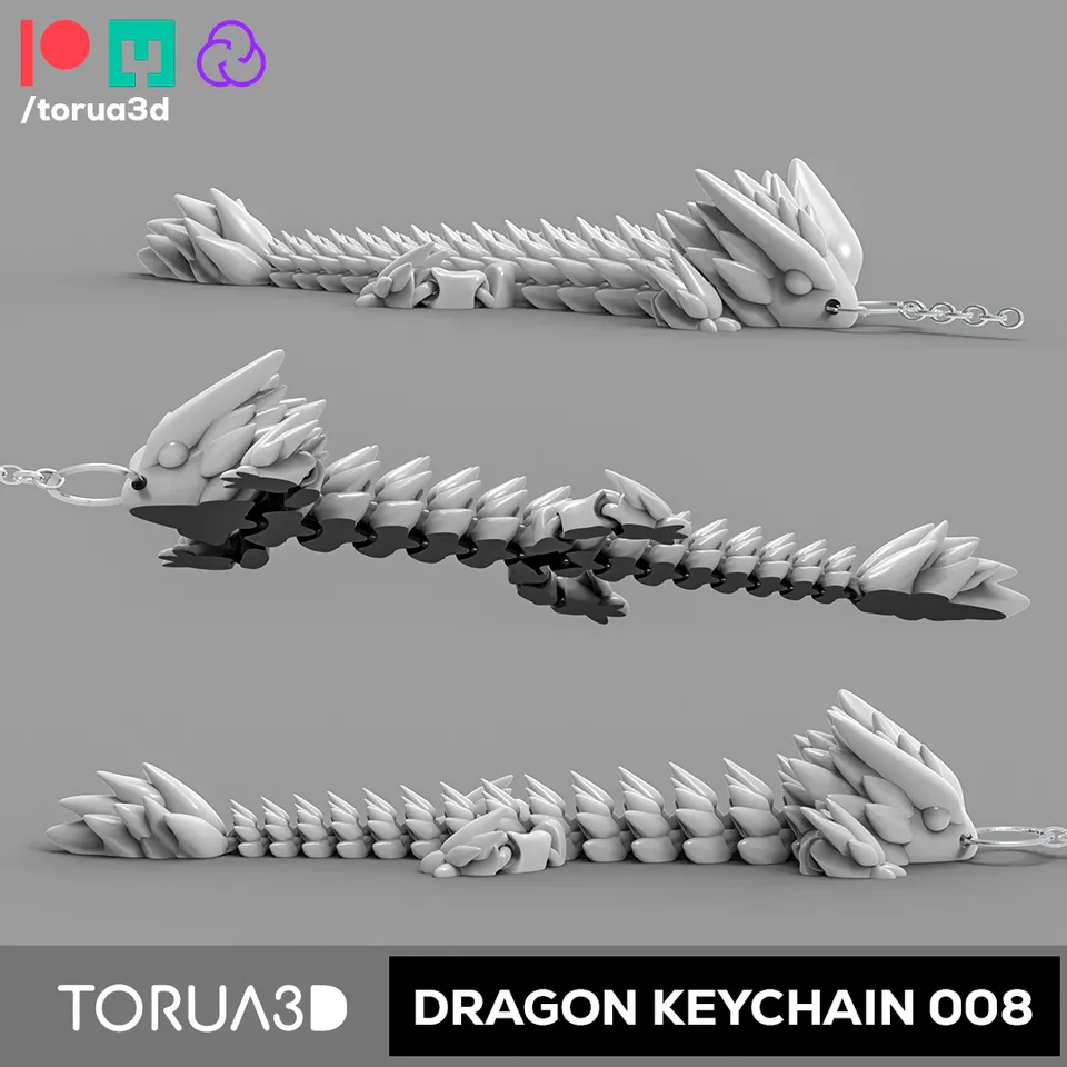 Articulated dragon Keychain 008 by Torua3D | Download free STL model ...