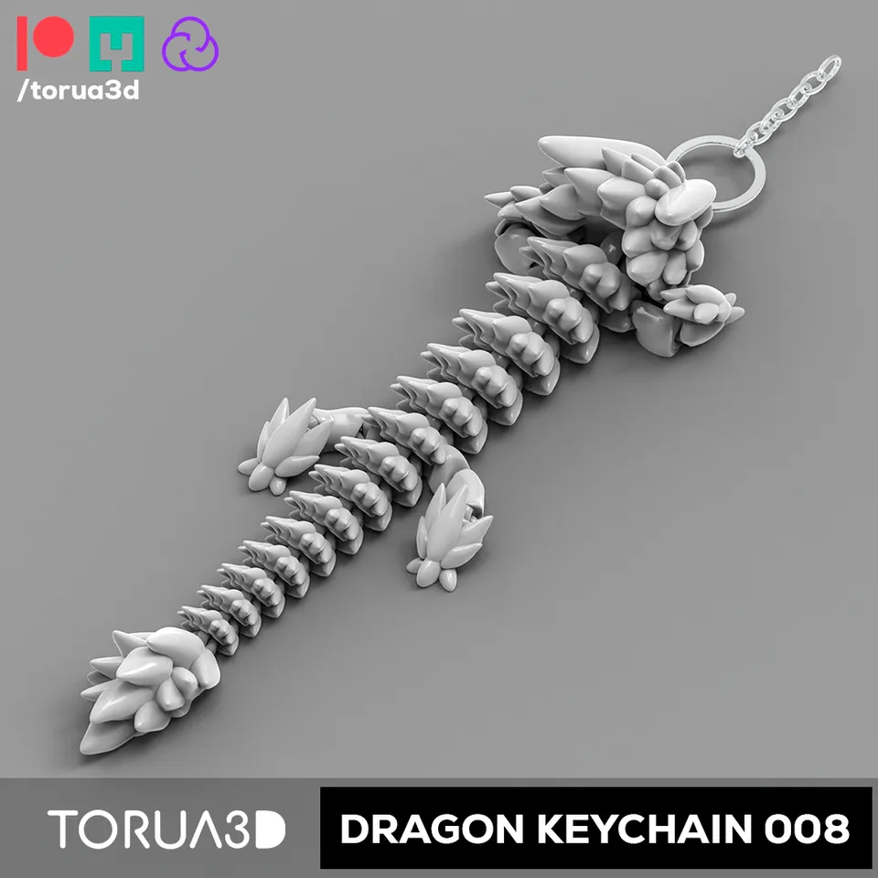 Articulated dragon Keychain 008 by Torua3D | Download free STL model ...