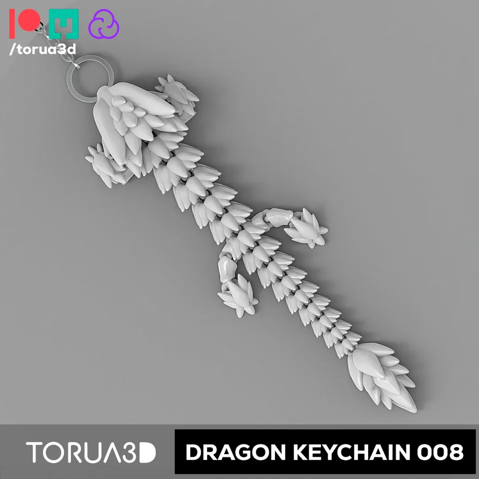 Articulated dragon Keychain 008 by Torua3D | Download free STL model ...