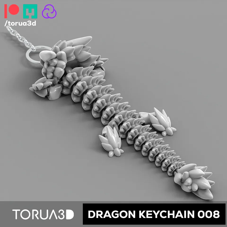 Articulated dragon Keychain 008 by Torua3D | Download free STL model ...