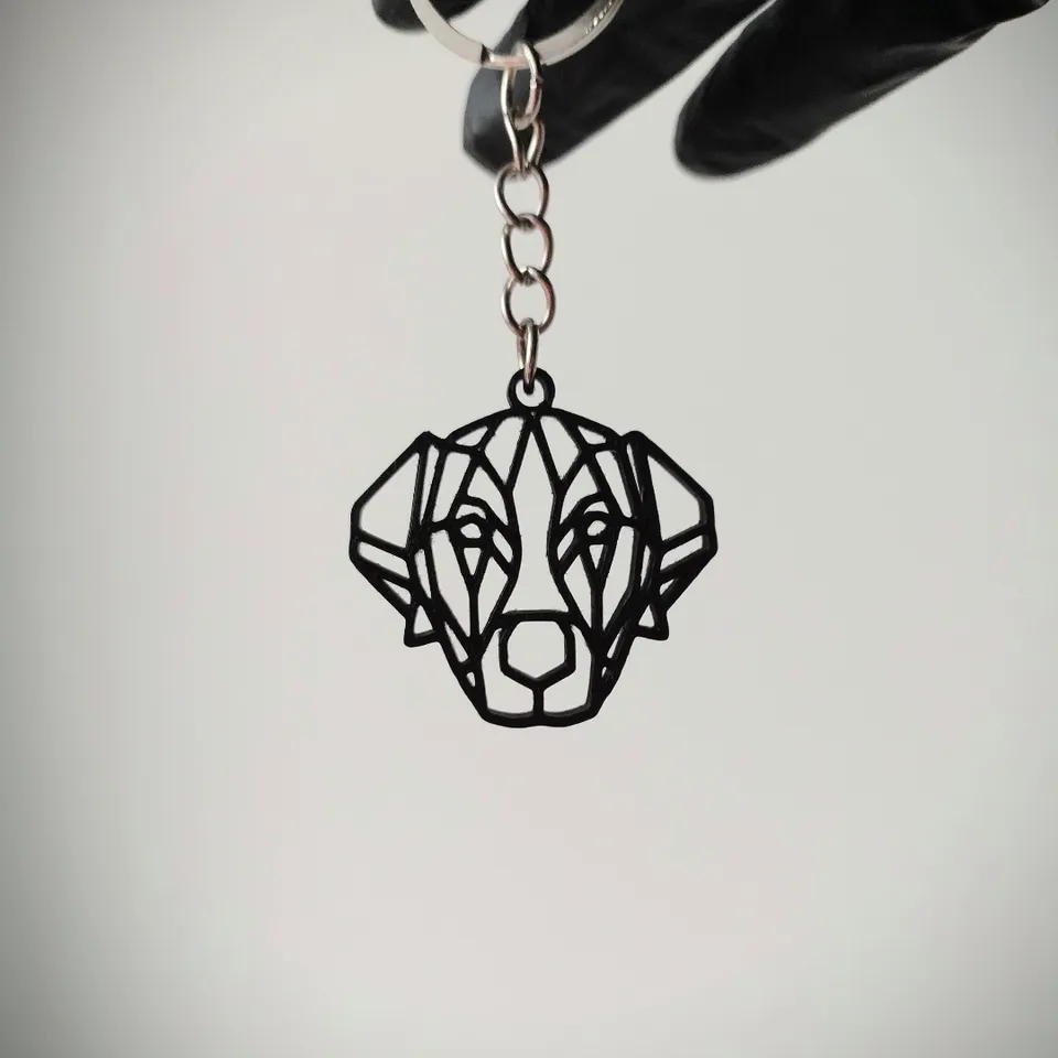 dog keychain cute geometric labrador retriever minimalistic keyring by ...
