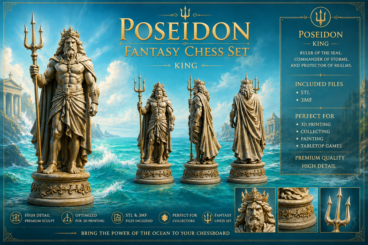 Poseidon King – Poseidon Fantasy Chess Set