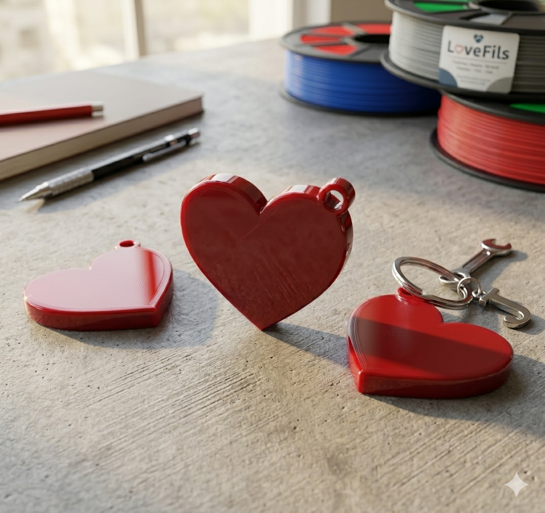Minimalist 3D Heart Keychain
