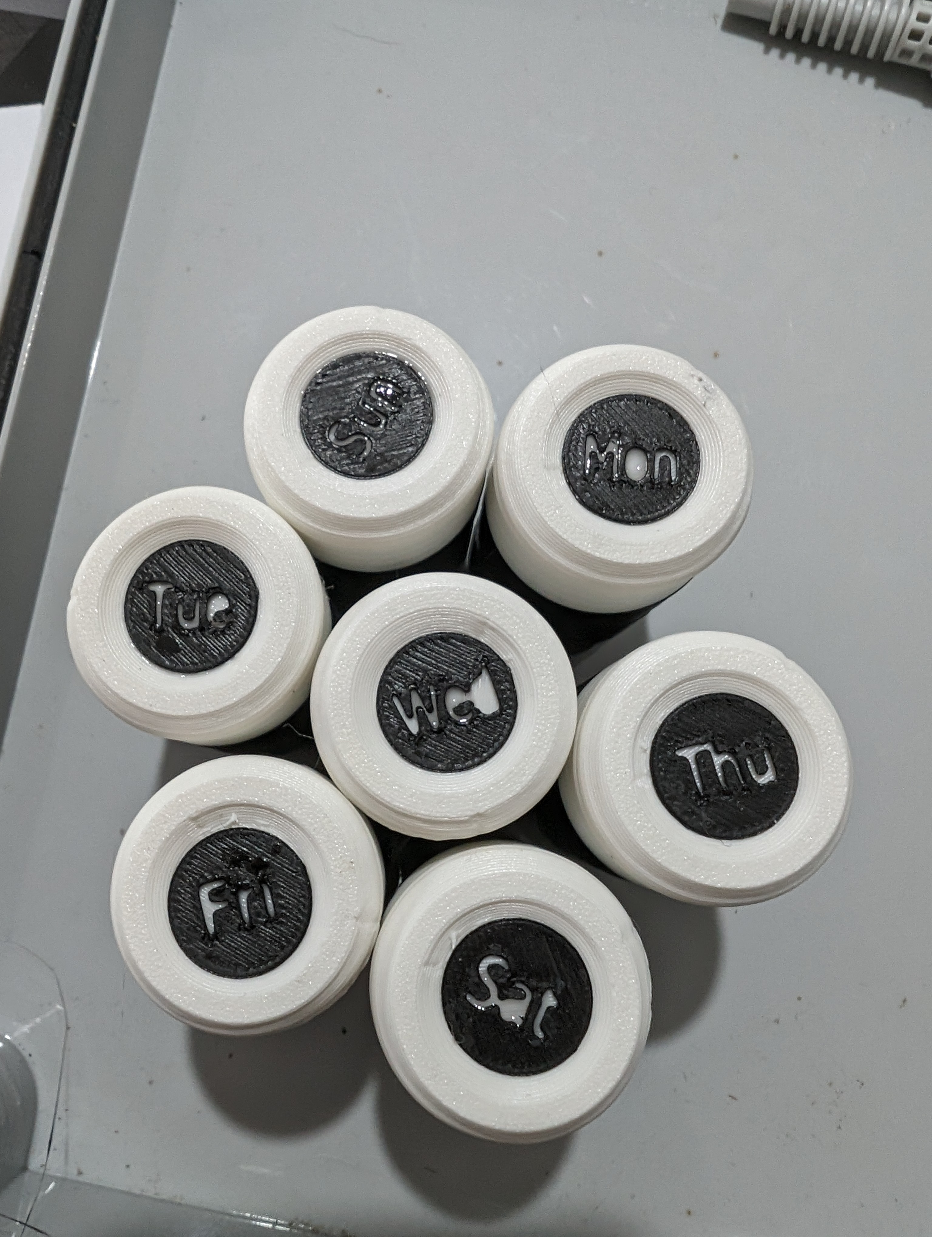 Day labels for the pill bullet capsules 3D model thumbnail
