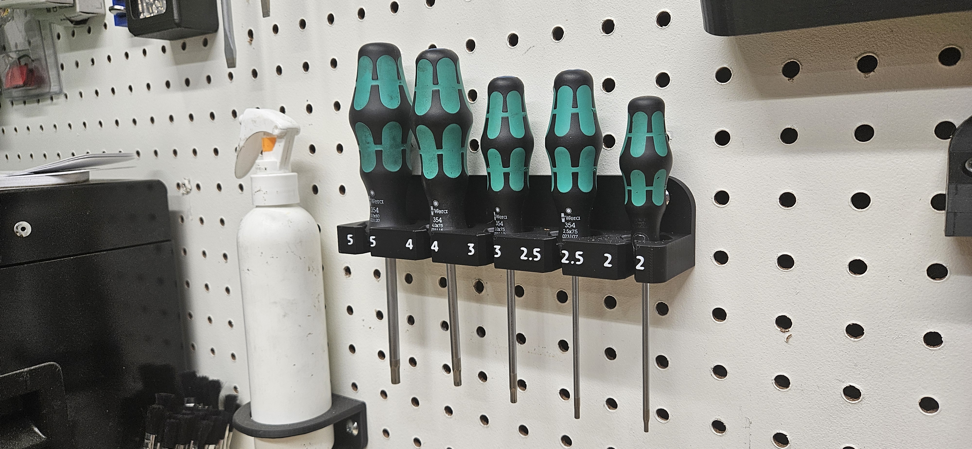 Wera hex driver and screw driver pegboard holder organizer