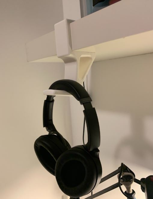 Headphone holder for IKEA wall shelf