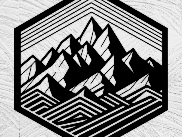 mountains hexagon art