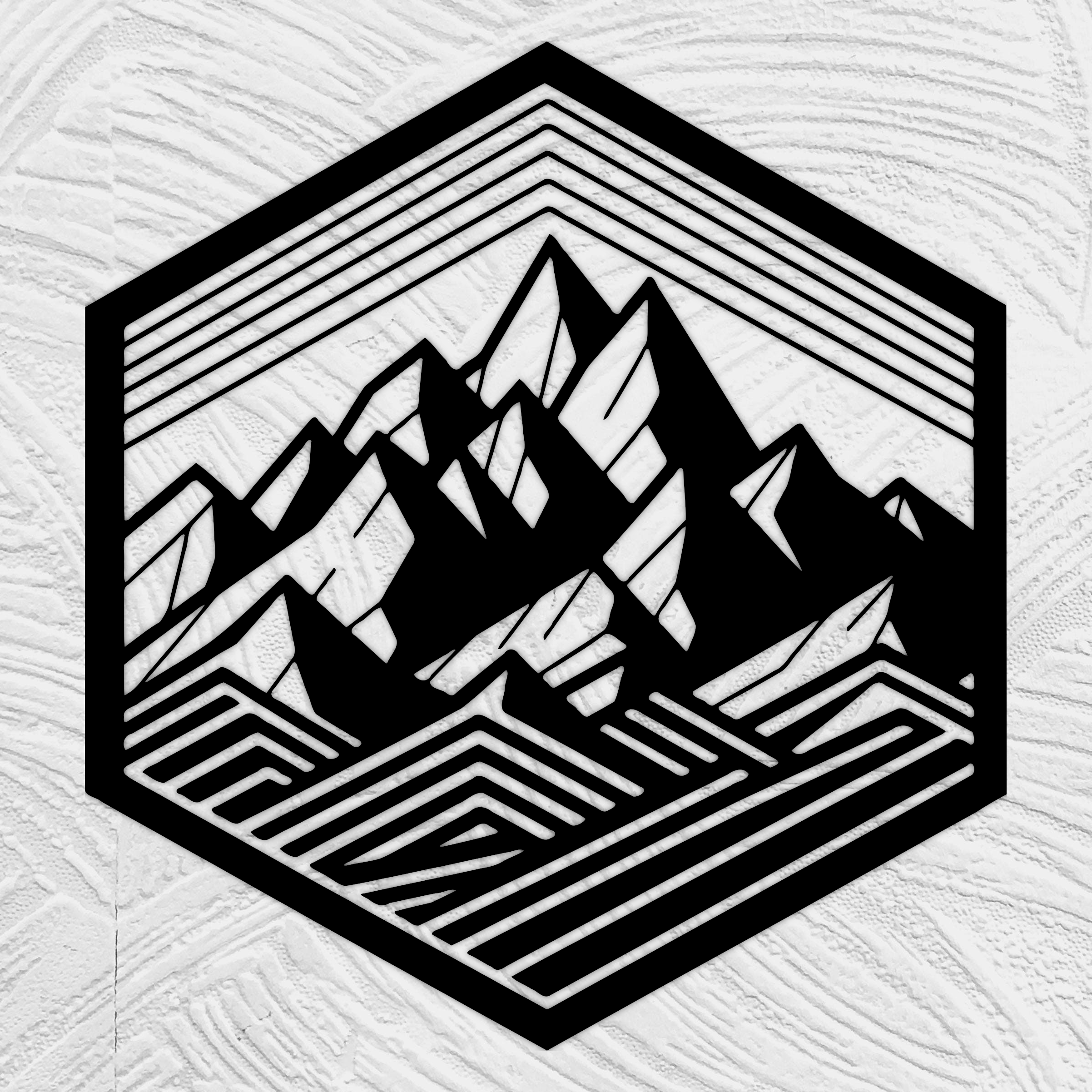 mountains hexagon art