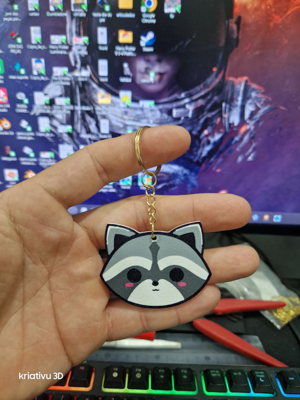keychain cute Raccoon by kriativu3D | Download free STL model ...