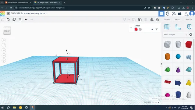 THE CUBE 3d printer overhang torture test