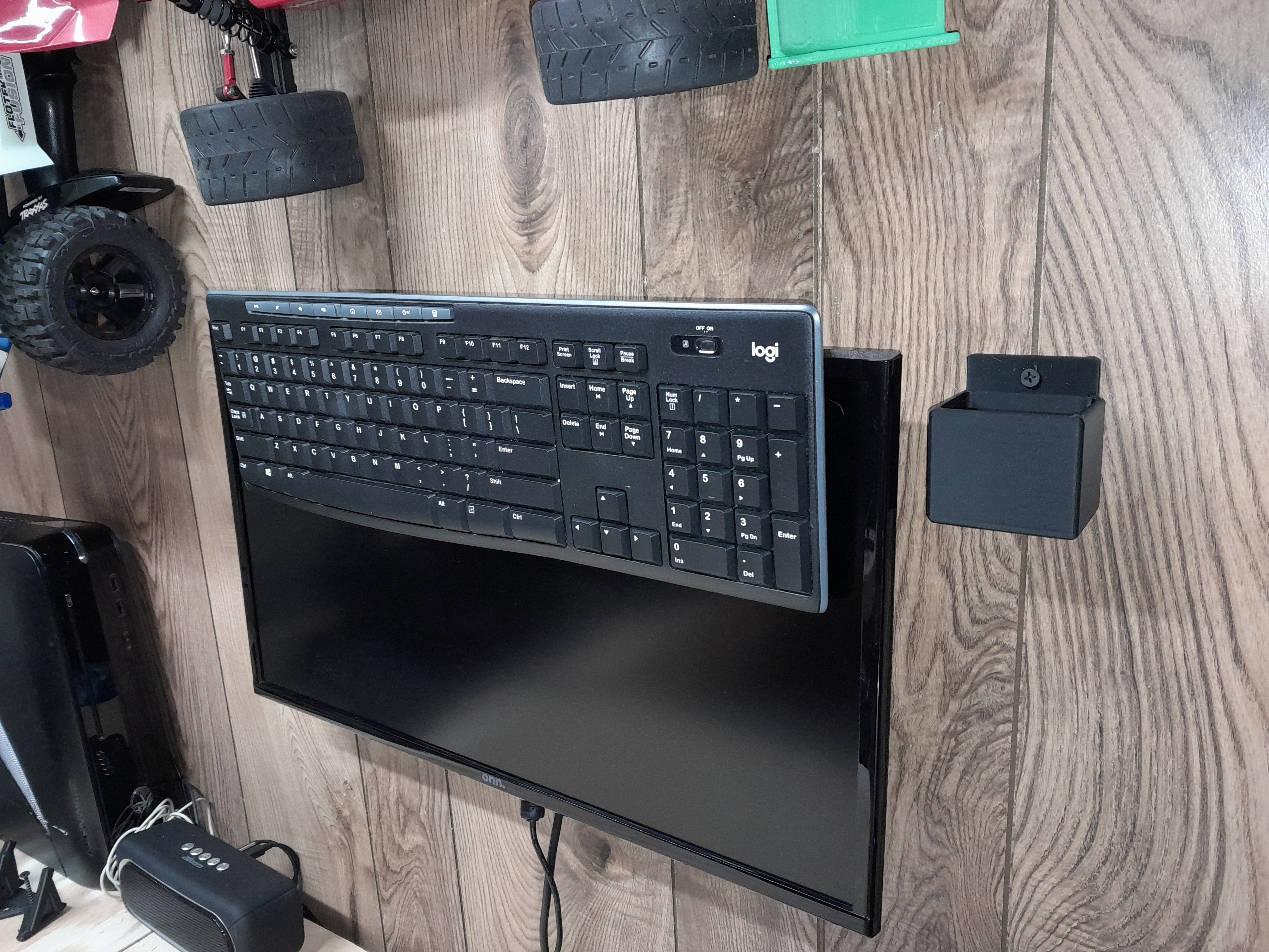 Keyboard on monitor hanger