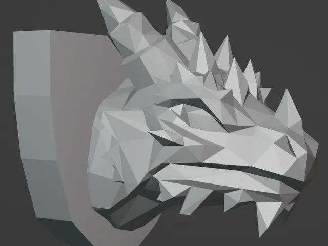 low poly dragon head mount