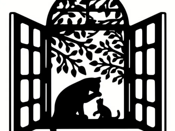 Window with Black Cat