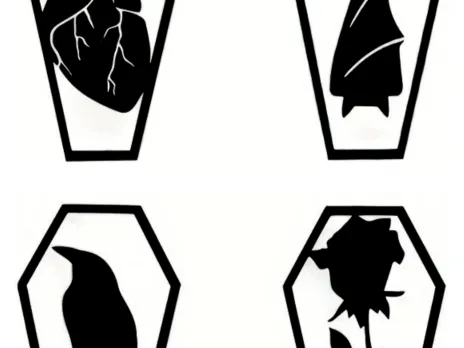 Bat, Crow, Heart, Rose Flower