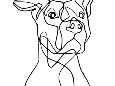 Pitbull Dog Line Art