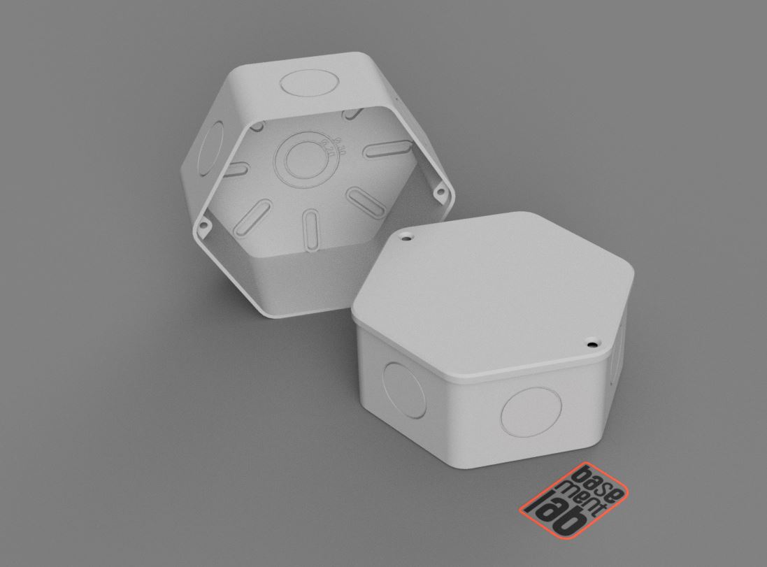 Hexagonal junction box with plain screwed lid 112x100x50mm - Cassetta di derivazione esagonale con coperchio basso a vite