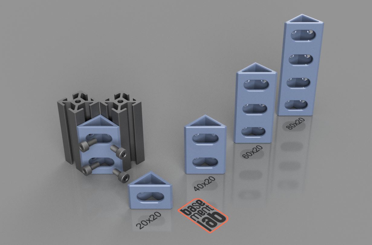 2020 Corner bracket (Angled Triangular Prism) 20x20 - 40x20 - 60x20 - 80x20mm
