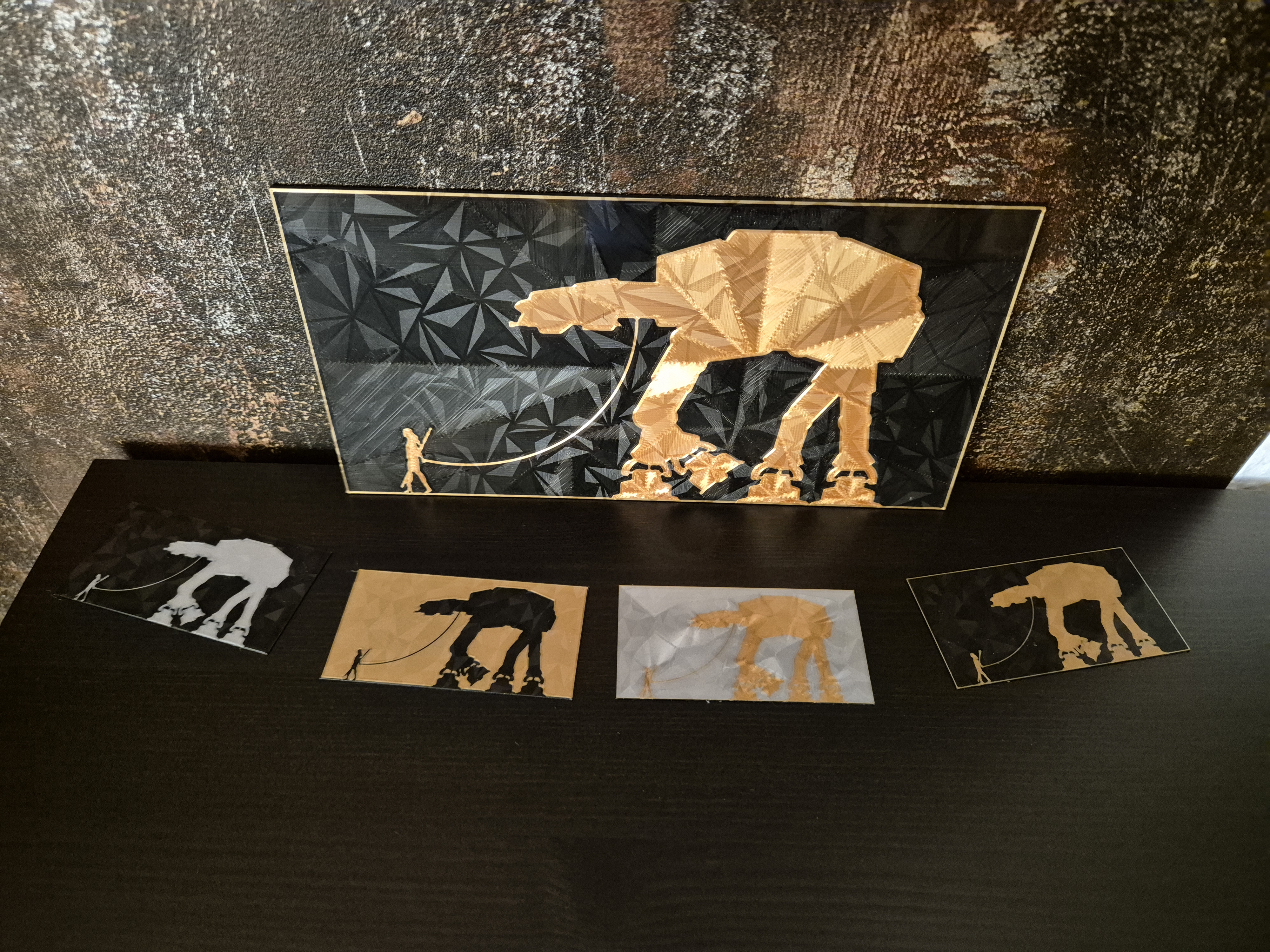 Rey goes for a walk with an AT - Star Wars Wall Art Wall Art