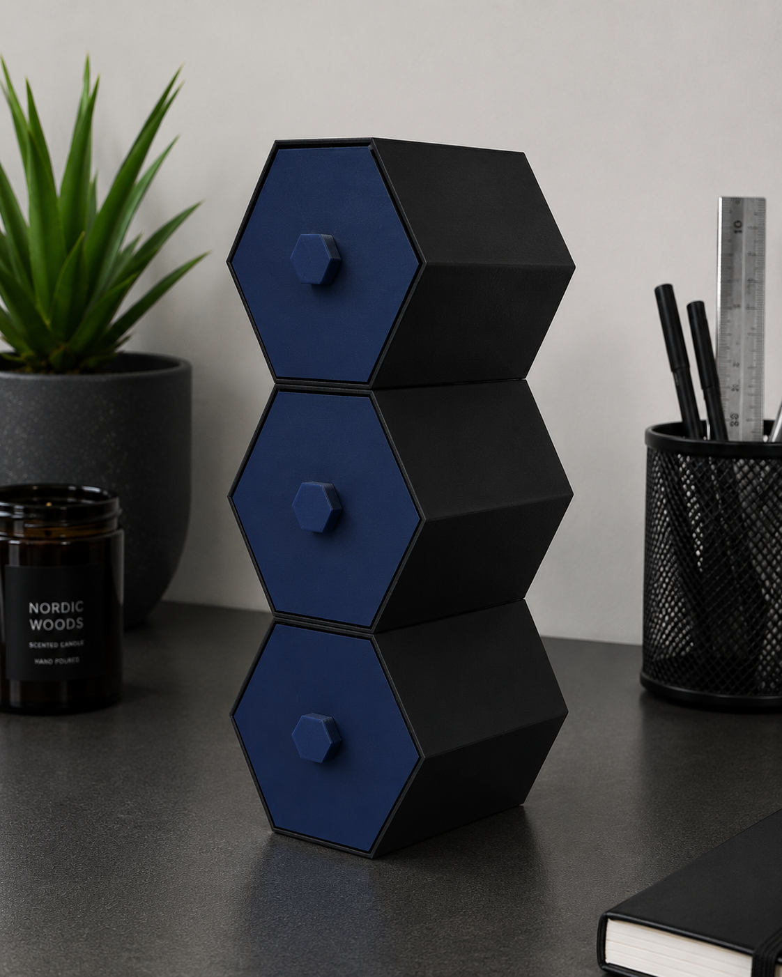 A practical organizer with a distinctive, modern design.