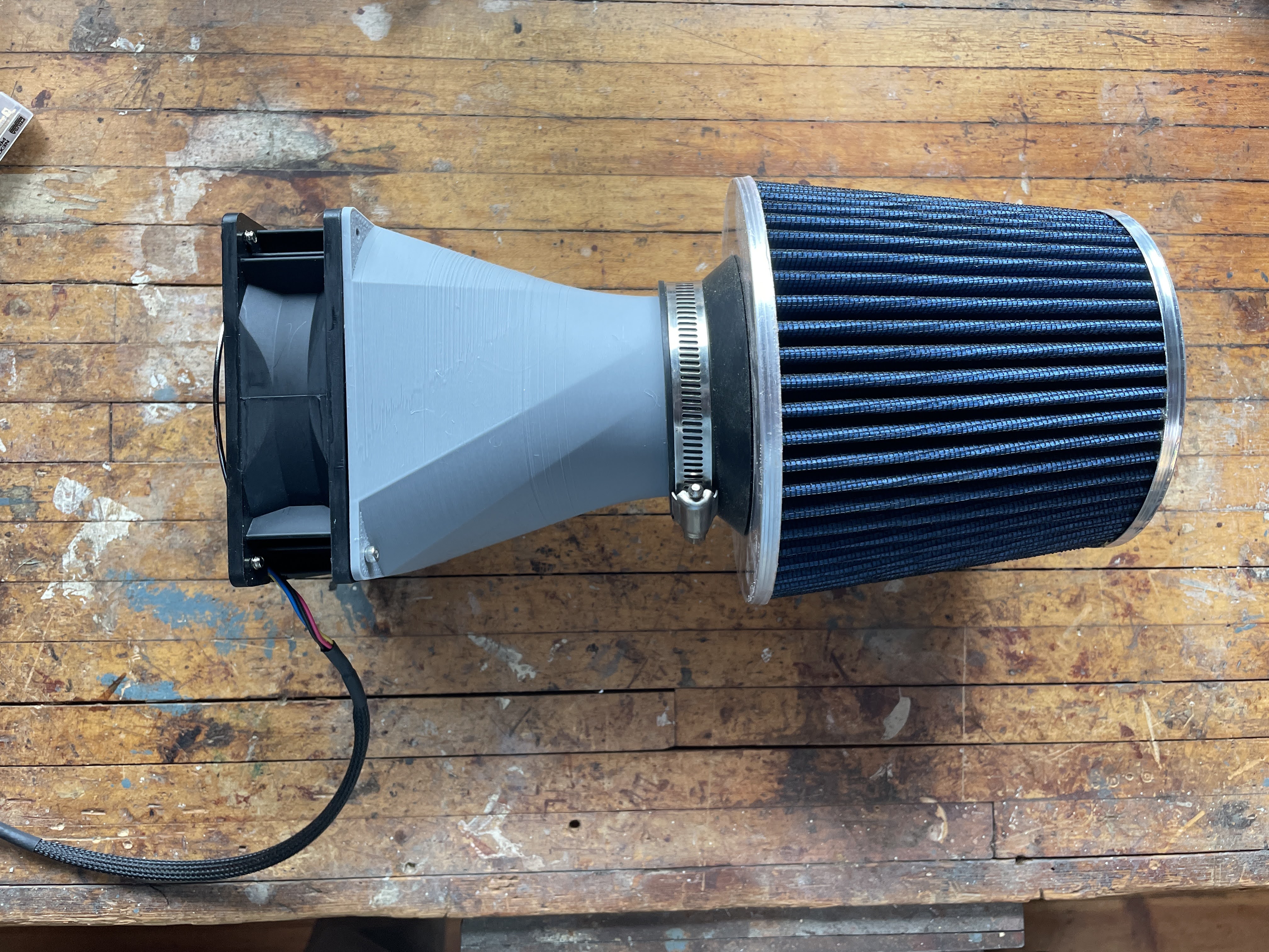 120mm PC Fan Duct Adapter to 3" Automotive Air Intake Cone Filter