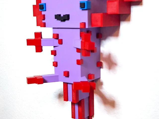 Cute Axolotl  minecraft style WALL ART  variant 2
