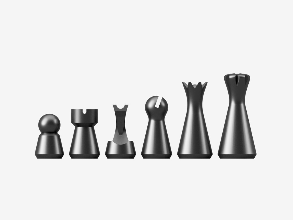 Miniatura 4 do modelo 3D Minimal Look Chess Set
