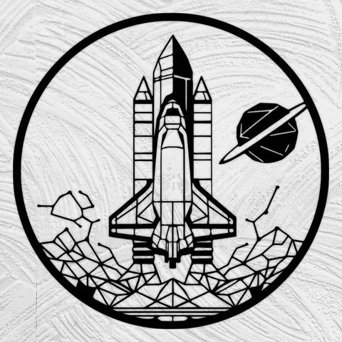 Geometric Line Art Space Shuttle